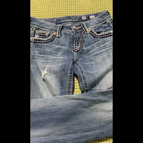 Miss Me Bootcut Light Wash White Stitch Jeans 25 - Picture 7 of 8